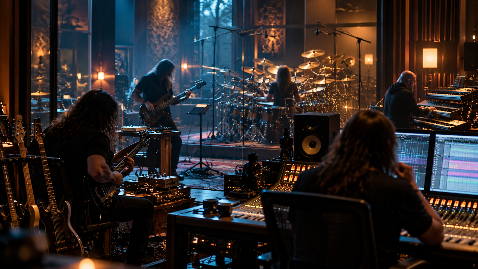 Dream Theater im Ytse Jam Studios während der Aufnahmen zum 17. Album