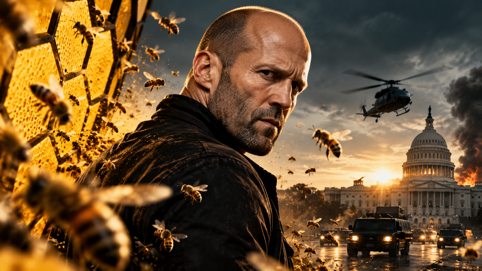 Poster von "The Beekeeper 2" mit Jason Statham in Actionpose
