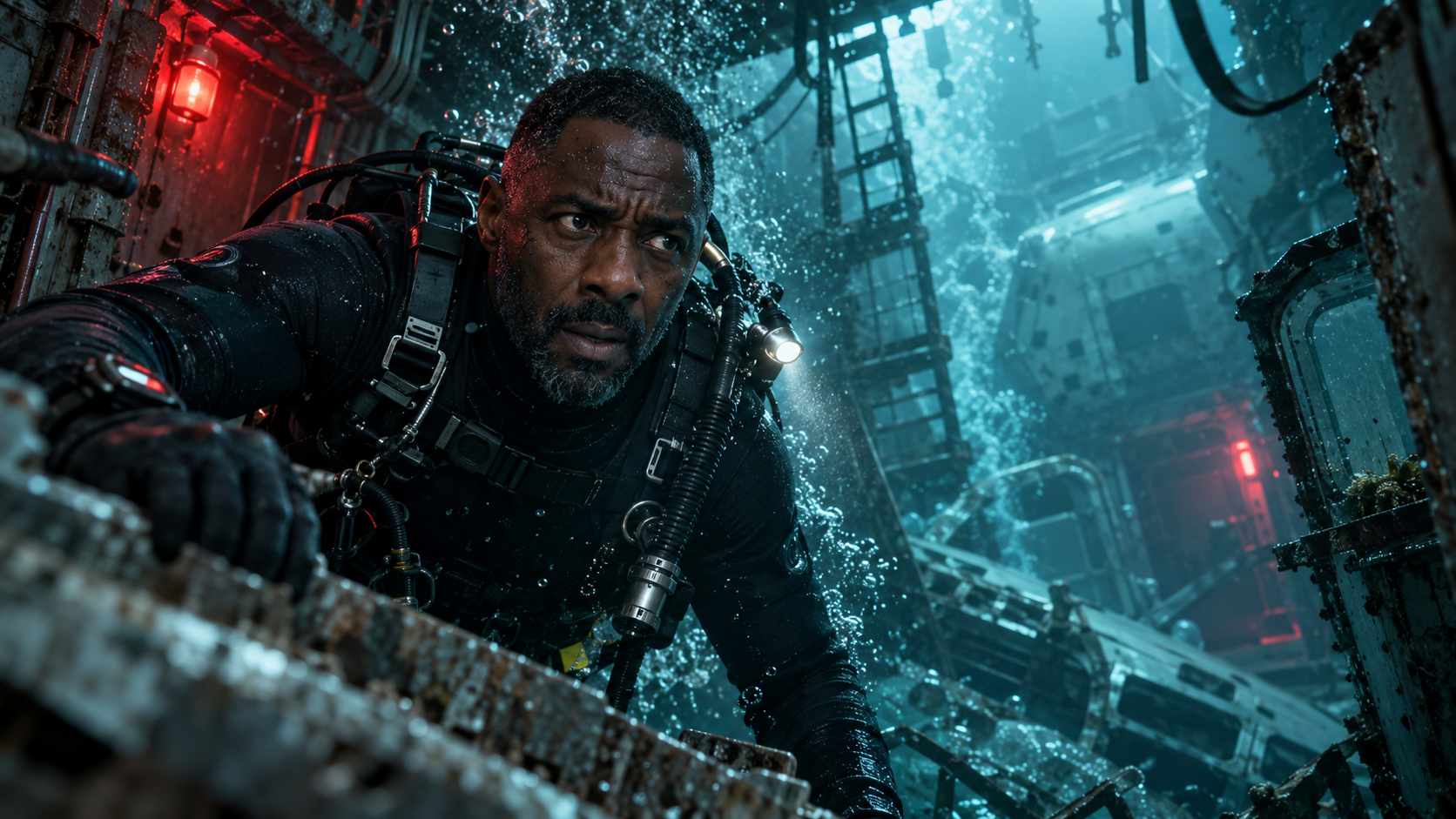 Idris Elba im Unterwasser-Set von 'Above The Below'