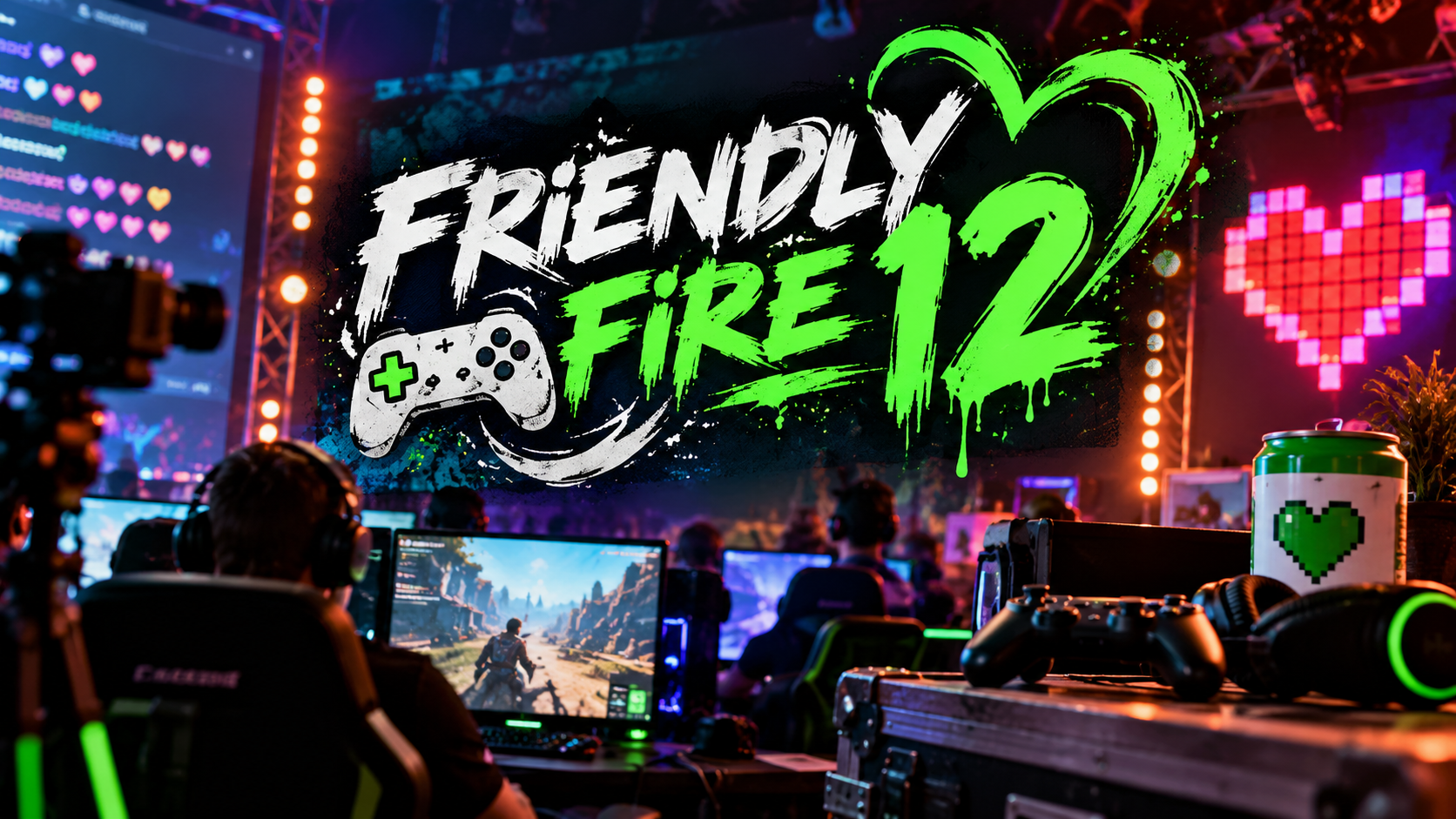 Key Artwork des Friendly Fire 12 Twitch‑Marathons