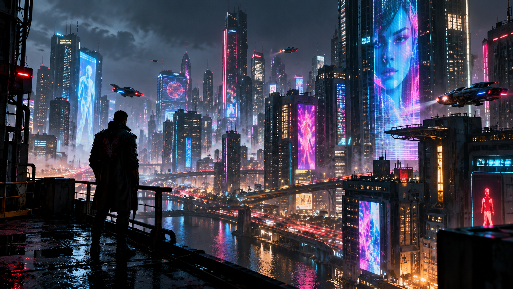 Konzeptbild des geplanten Cyberpunk‑Kinofilms mit Night‑City‑Szenerie