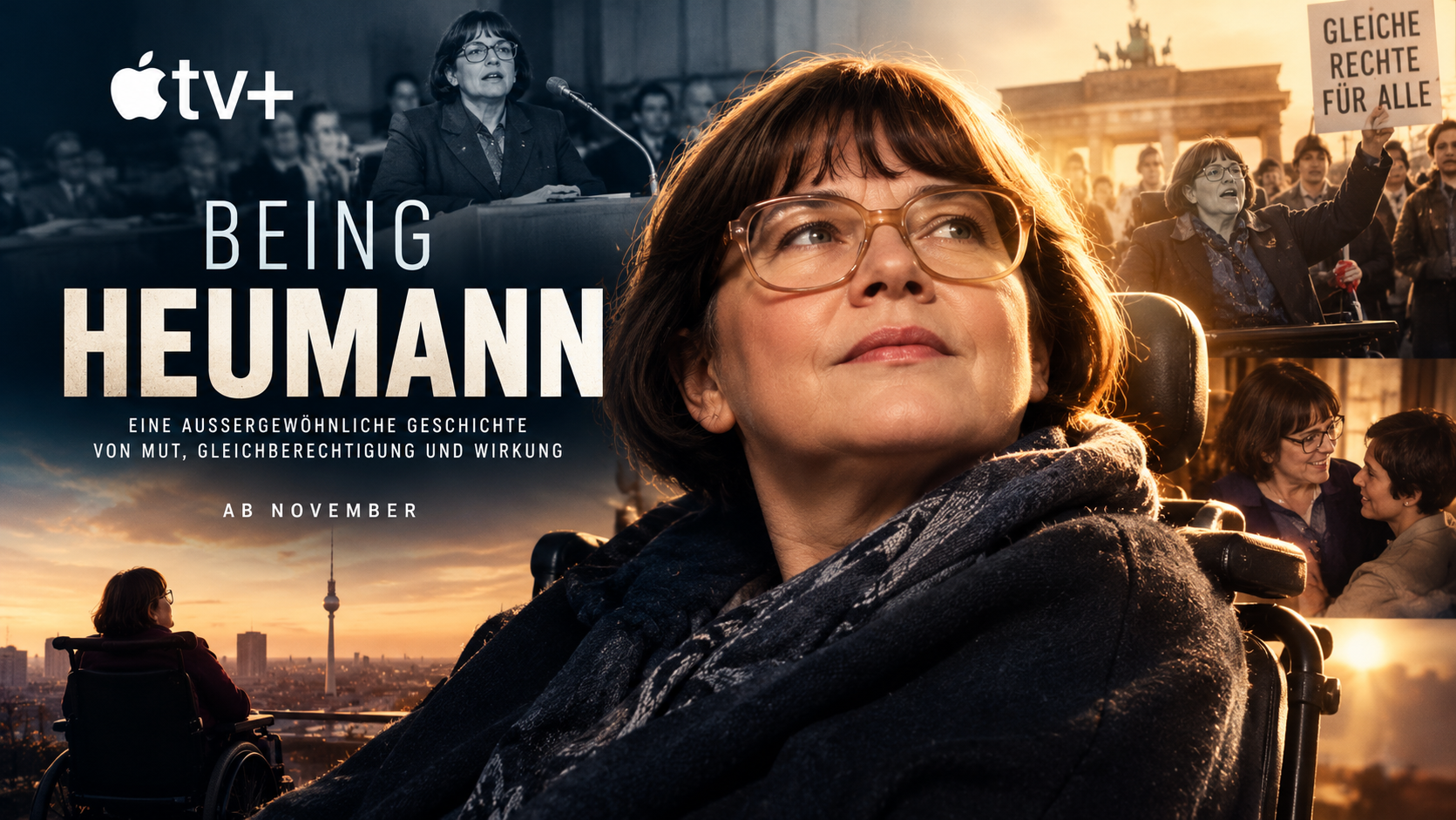 Apple‑Logo mit Schriftzug „Being Heumann“ – Hinweis auf neue Drama‑Serie